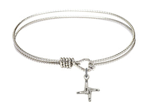 Cable Bangle Bracelet with a Saint Brigid Cross Charm