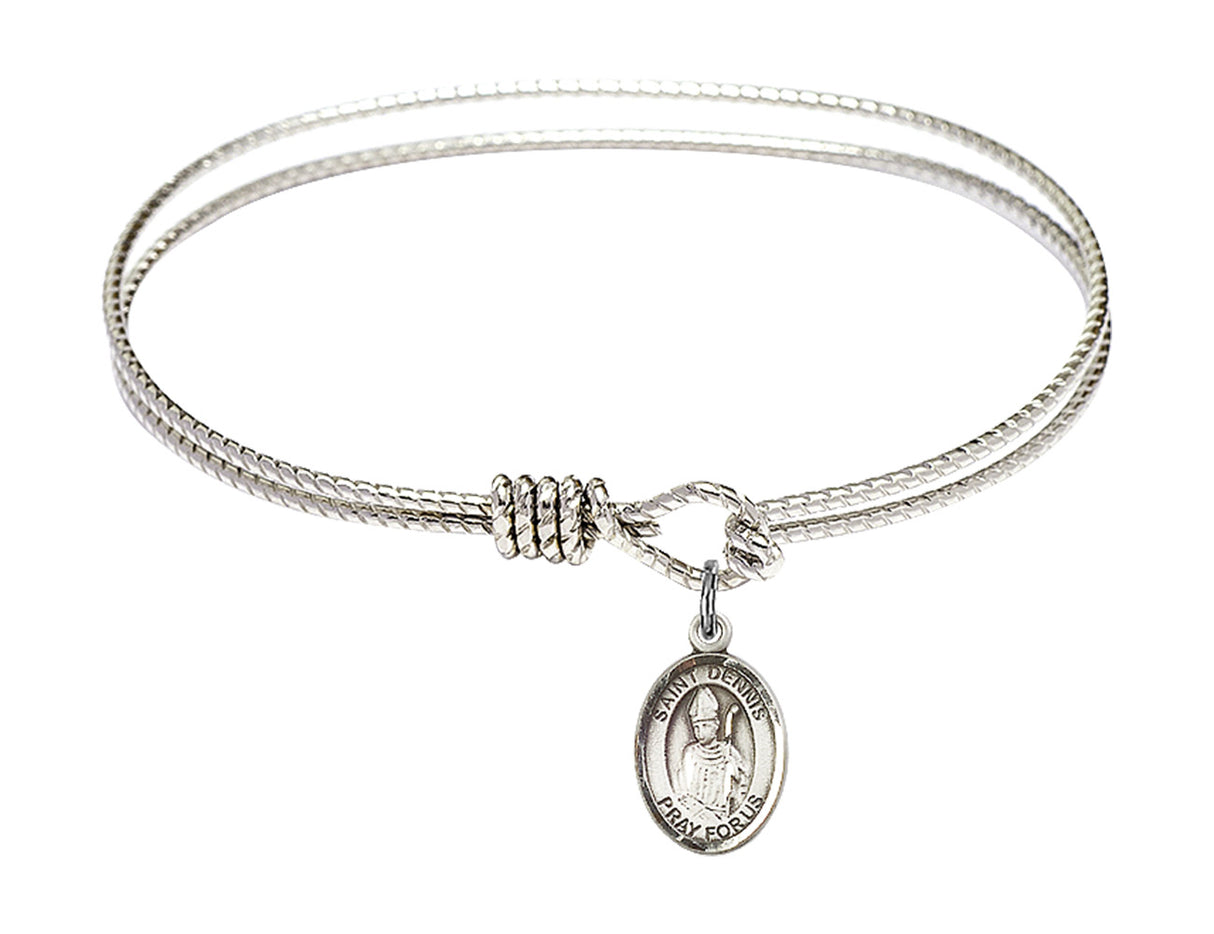 Cable Bangle Bracelet with a Saint Dennis Charm