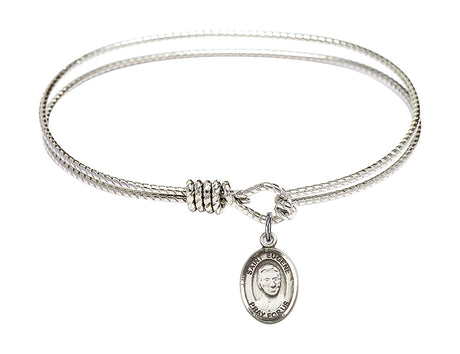 Cable Bangle Bracelet with a Saint Eugene de Mazenod Charm
