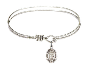 Cable Bangle Bracelet with a Saint Hannibal Charm
