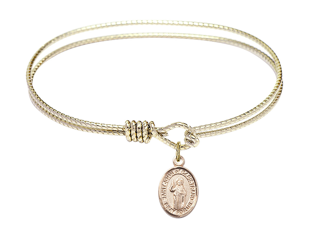 Cable Bangle Bracelet with a Saint John of Capistrano Charm