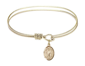 Cable Bangle Bracelet with a Saint Justin Charm
