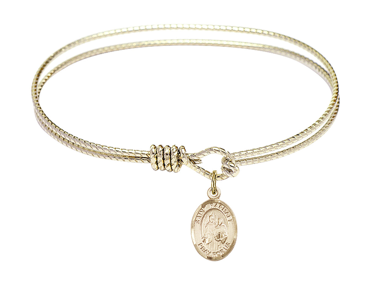 Cable Bangle Bracelet with a Saint Raphael the Archangel Charm