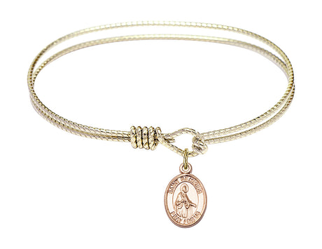 Cable Bangle Bracelet with a Saint Remigius of Reims Charm