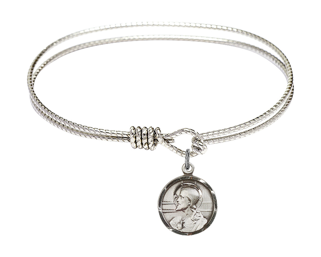 Cable Bangle Bracelet with a Scapular Charm