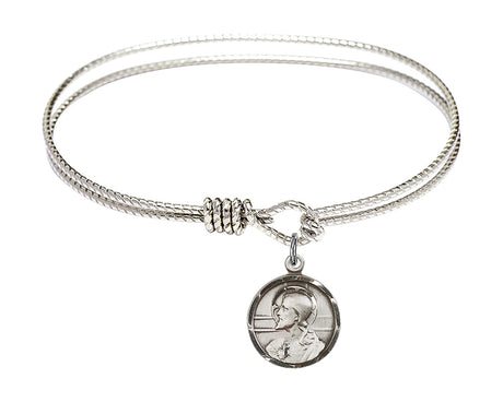 Cable Bangle Bracelet with a Scapular Charm