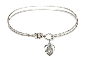 Cable Bangle Bracelet with a Scapular Charm