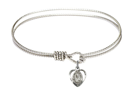 Cable Bangle Bracelet with a Scapular Charm