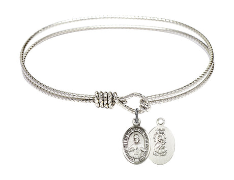 Cable Bangle Bracelet with a Scapular Charm