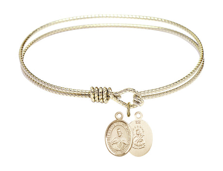 Cable Bangle Bracelet with a Scapular Charm