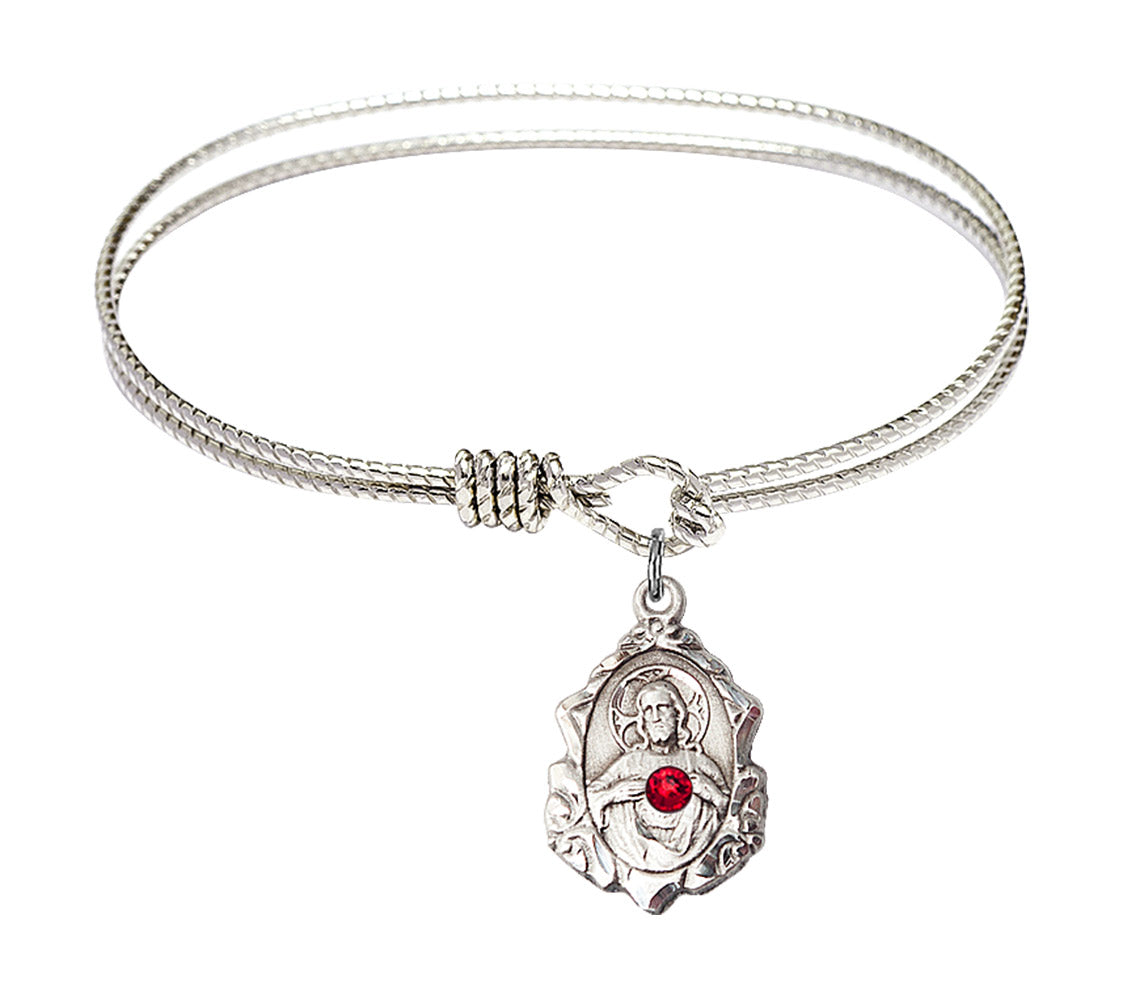 Cable Bangle Bracelet with a Scapular Charm