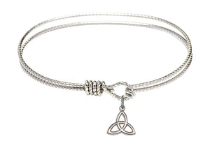 Cable Bangle Bracelet with a Trinity Irish Knot Charm