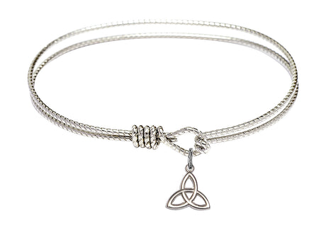 Cable Bangle Bracelet with a Trinity Irish Knot Charm