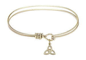 Cable Bangle Bracelet with a Trinity Irish Knot Charm