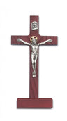 Cherry Wood Standing Crucifix with Two Tone Corpus - 8'H