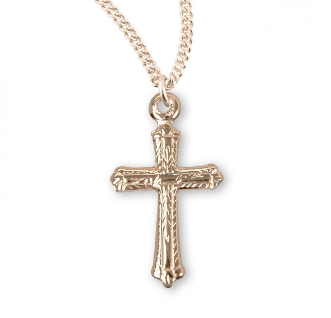 Child's Cross Necklace Wheat Stalk Accents