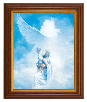 Christ Welcoming Child 8x10 Textured Artboard Dark Walnut Frame