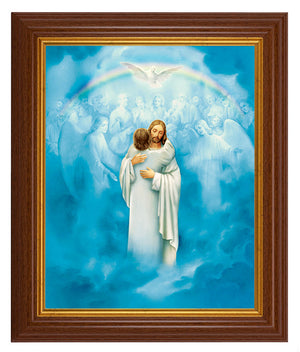 Christ Welcoming Home 8x10 Textured Artboard Dark Walnut Frame