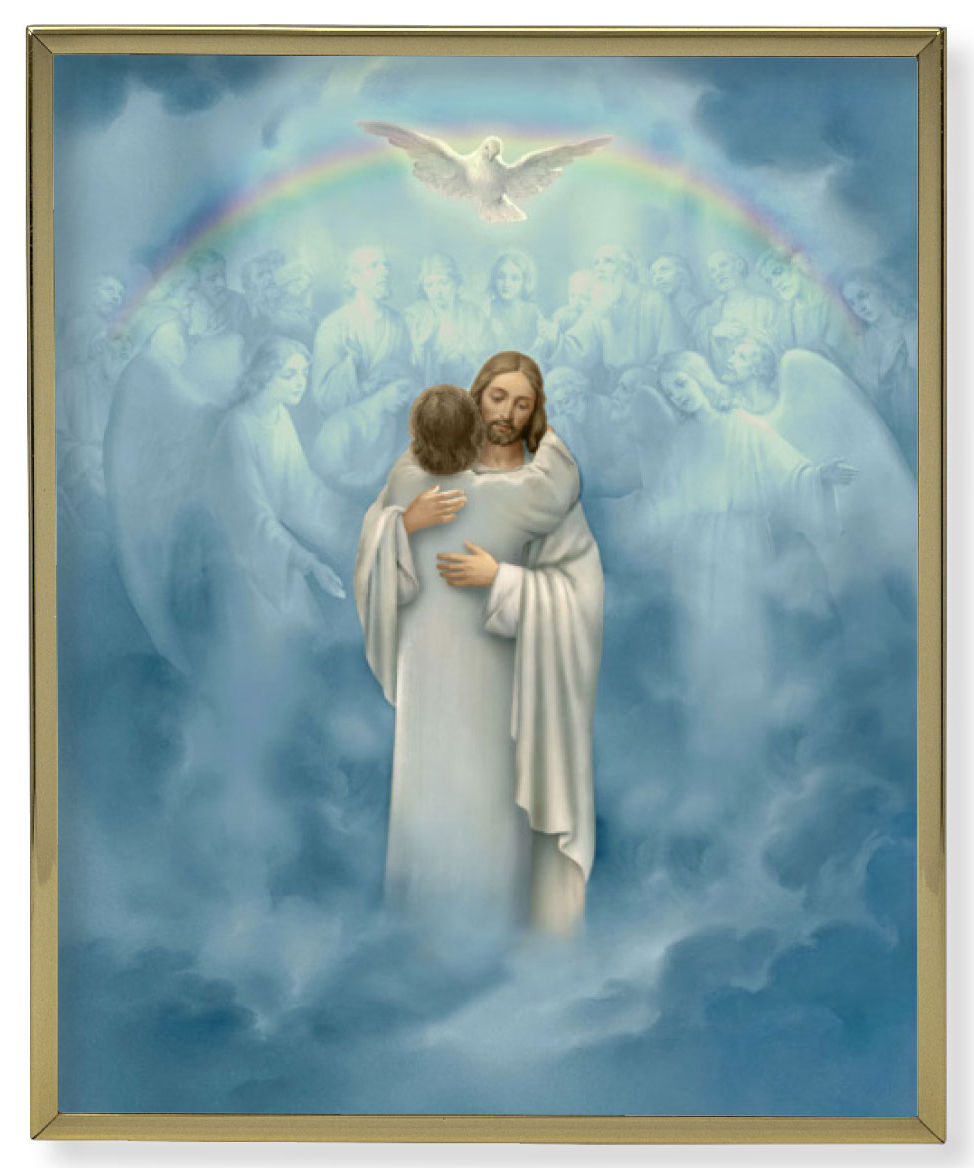 Christ Welcoming Home Gold Frame 8x10 Plaque
