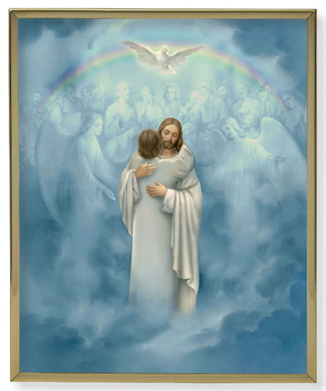 Christ Welcoming Home Gold Frame 8x10 Plaque
