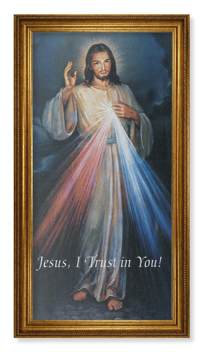 Church Size Divine Mercy 22x44 Antiqued Frame Print or Canvas