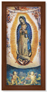 Church Size Our Lady of Guadalupe w Angels Walnut Finish Framed Art
