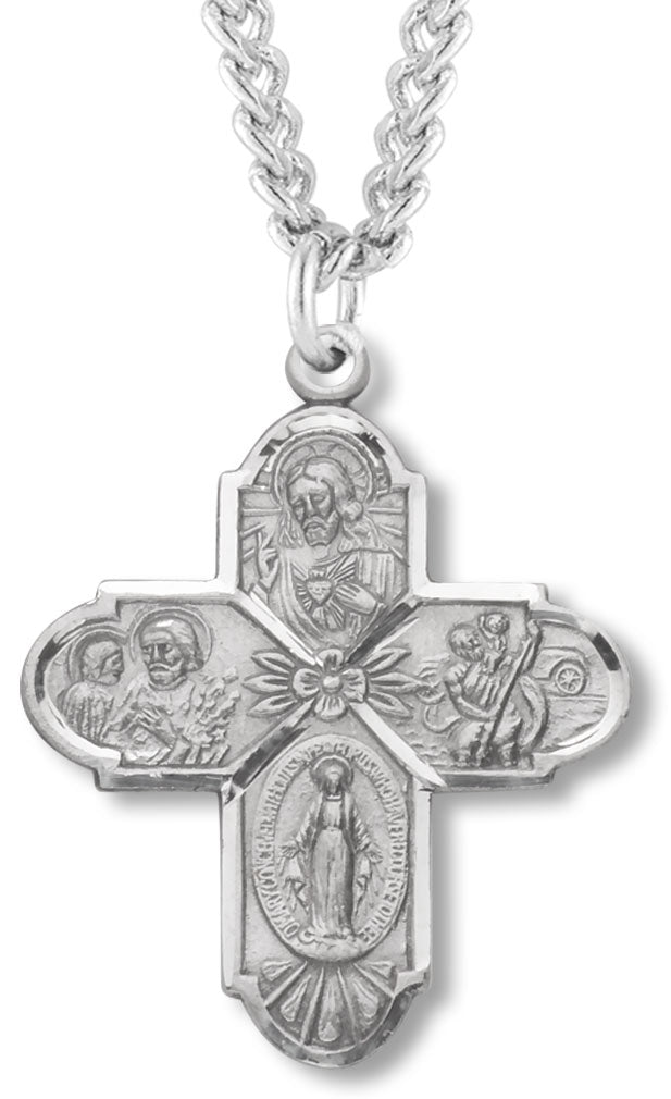 Classic Four Way Pendant with Floral Center for Men