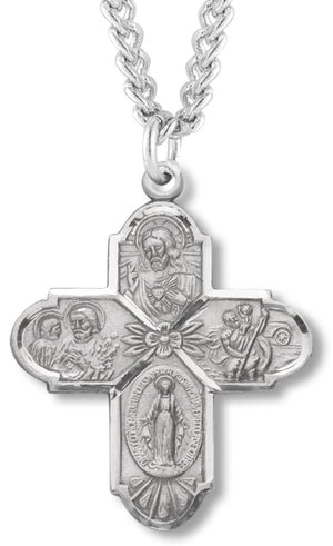Classic Four Way Pendant with Floral Center for Men