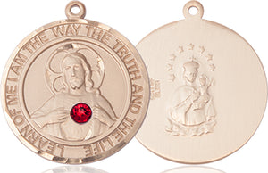 Classic Round Sacred Heart Medal with Birthstone Options