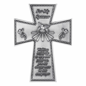 Confirmation Sponsor Antiqued Pewter Wall Cross
