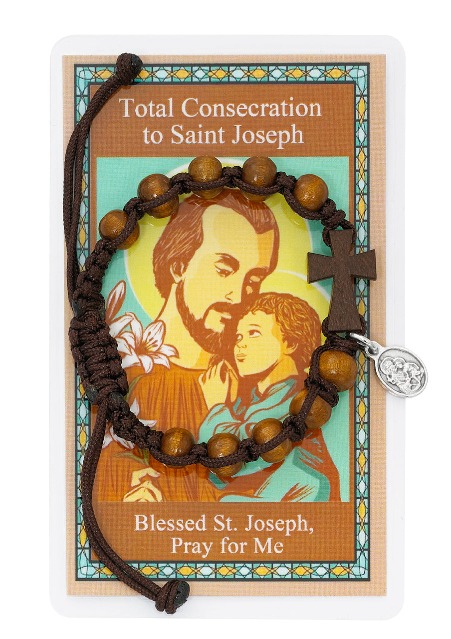 Consecration to St Joseph Prayer Card and Bracelet Set
