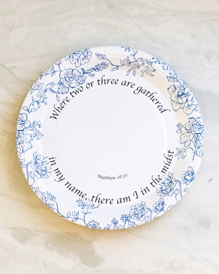 Where Two or Three Paper Plates – Scripture Disposable Dinnerware (Set of 8)