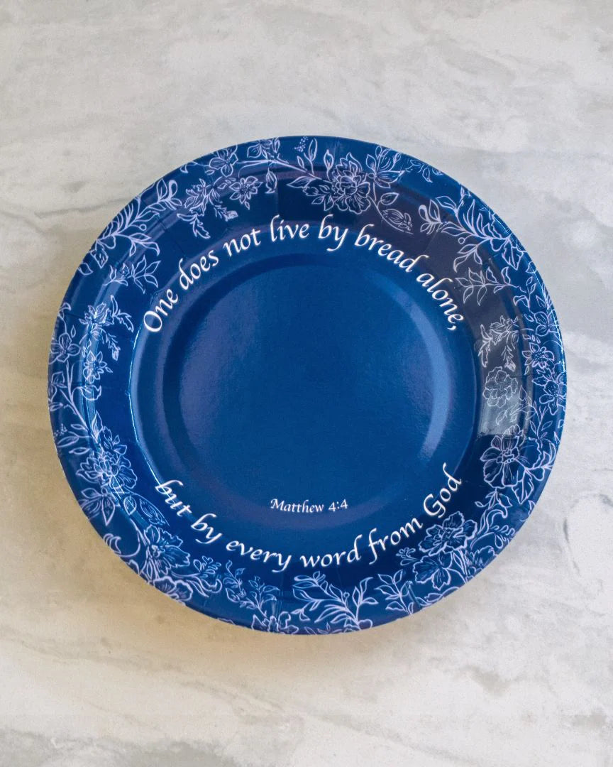 Bread Alone Paper Plates – Scripture Disposable Appetizer Plates (Set of 8)