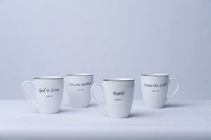 Daily Bread Scripture Coffee Mugs – Set of 4 Porcelain Mugs with Bible Verses (12 oz.)