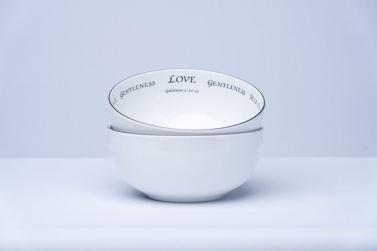 Daily Bread Scripture Pasta Bowls – Fruits of the Spirit Set B, Galatians 5:22-23 (Set of 2)