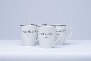 Daily Bread Scripture Coffee Mugs – Set of 4 Porcelain Mugs with Bible Verses (12 oz.)
