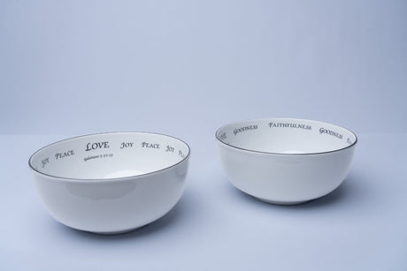 Daily Bread Scripture Pasta Bowls – Fruits of the Spirit Set A, Galatians 5:22-23 (Set of 2)