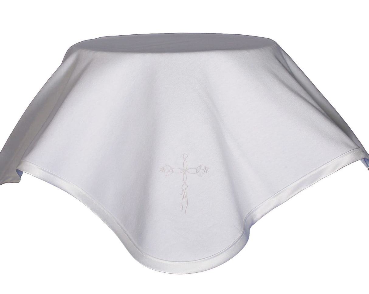 Cotton Christening Blanket with Embroidered Cross and Stars