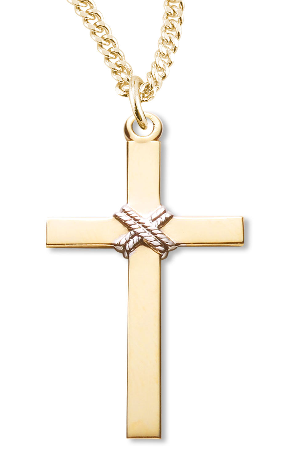 Knot Rope Center Cross Pendant Two-Tone for Men