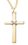 Knot Rope Center Cross Pendant Two-Tone for Men