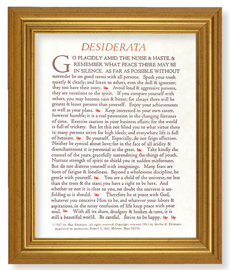 Desiderata Poem 8x10 Framed Print Under Glass