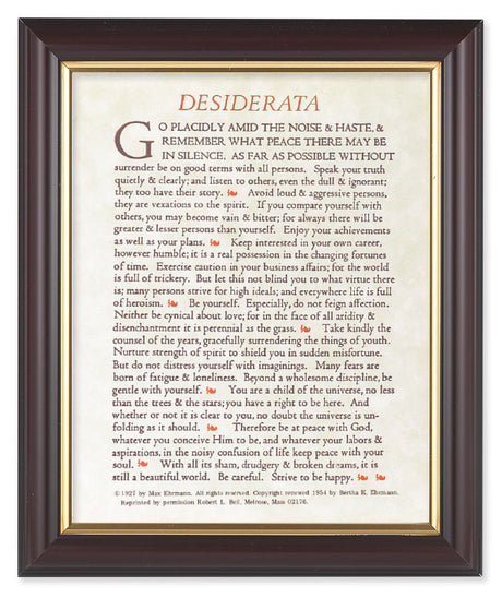 Desiderata Poem 8x10 Framed Print Under Glass