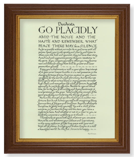 Desiderata Poem 8x10 Textured Artboard Dark Walnut Frame