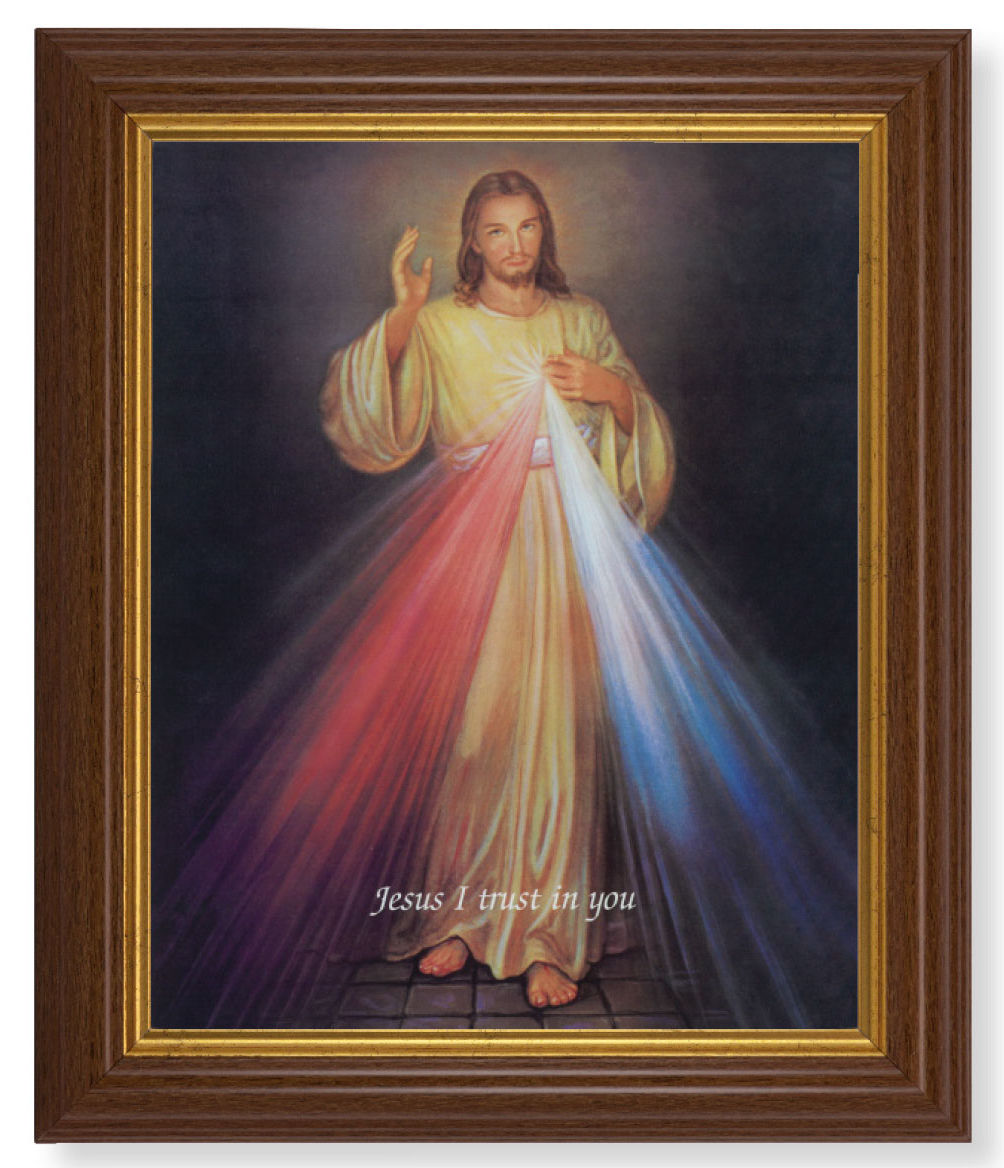 Divine Mercy 8x10 Textured Artboard Dark Walnut Frame – Catholic Faith ...