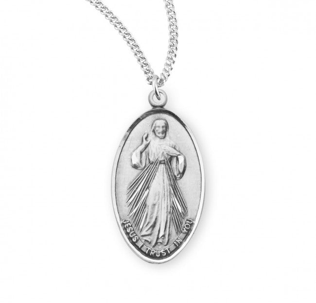 Divine Mercy Medal Sterling Silver