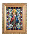 Divine Mercy in Gold Frame Stained Glass Effect