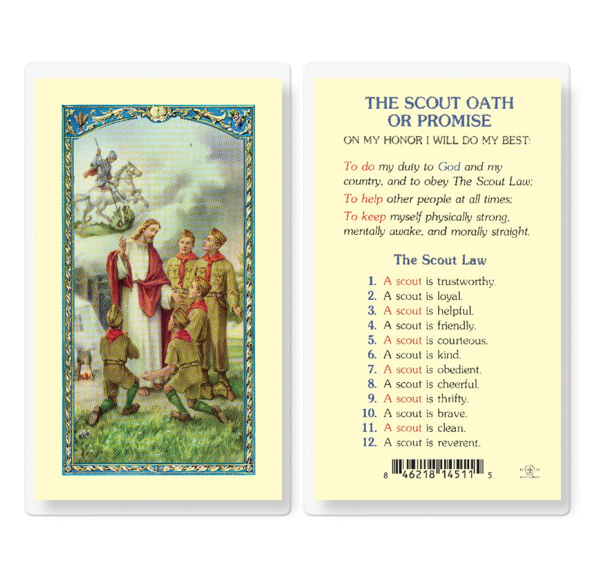 The Boy Scout Oath of Promise Laminated Prayer Card