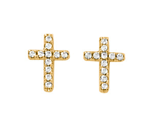 Tiny Crystal Cross Stud Earrings