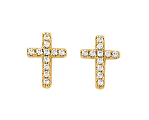 Tiny Crystal Cross Stud Earrings