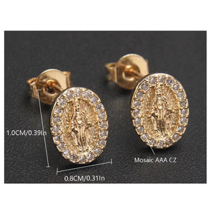 Crystal Miraculous Medal Earrings